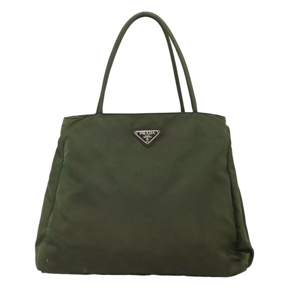 PRADA Hand Bag Nylon Khaki Silver - Picture 2 of 13